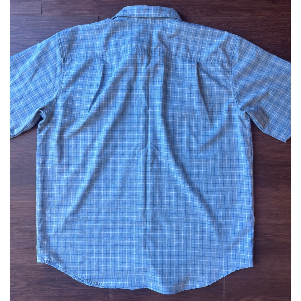 Orvis Mens XL Blue Plaid Short Sleeve Button Down Shirt Mesh Lined Hiking Top - Picture 5 of 7